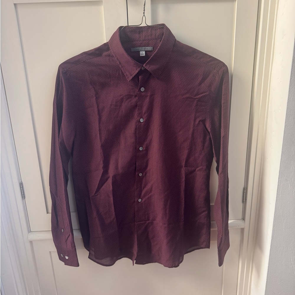 John Varvatos burgundy Button-Down casual dress Shirt size M